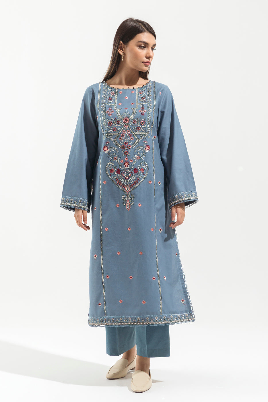 2 PIECE - EMBROIDERED KHADDAR SUIT - COLUMBIA AURA