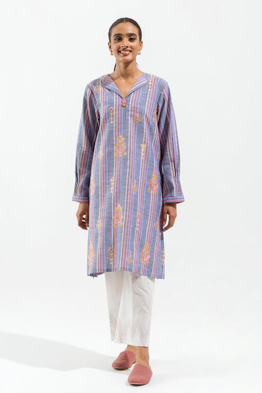 1 PIECE - EMBROIDERED  YARN DYED SHIRT - DELICATE DECOR