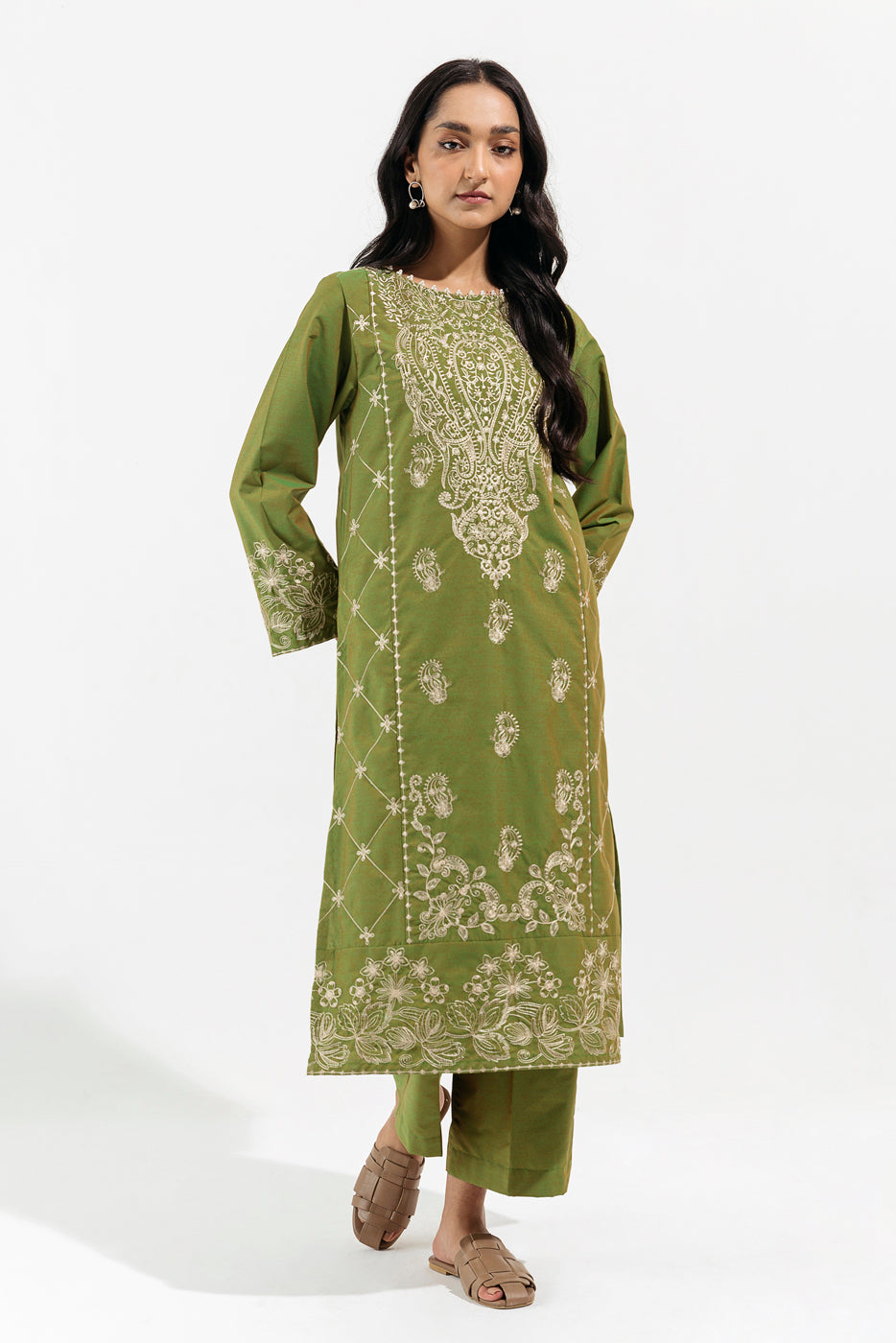 2 PIECE - EMBROIDERED CHAMBERY SUIT - GARDENIA DECO (UNSTITCHED)