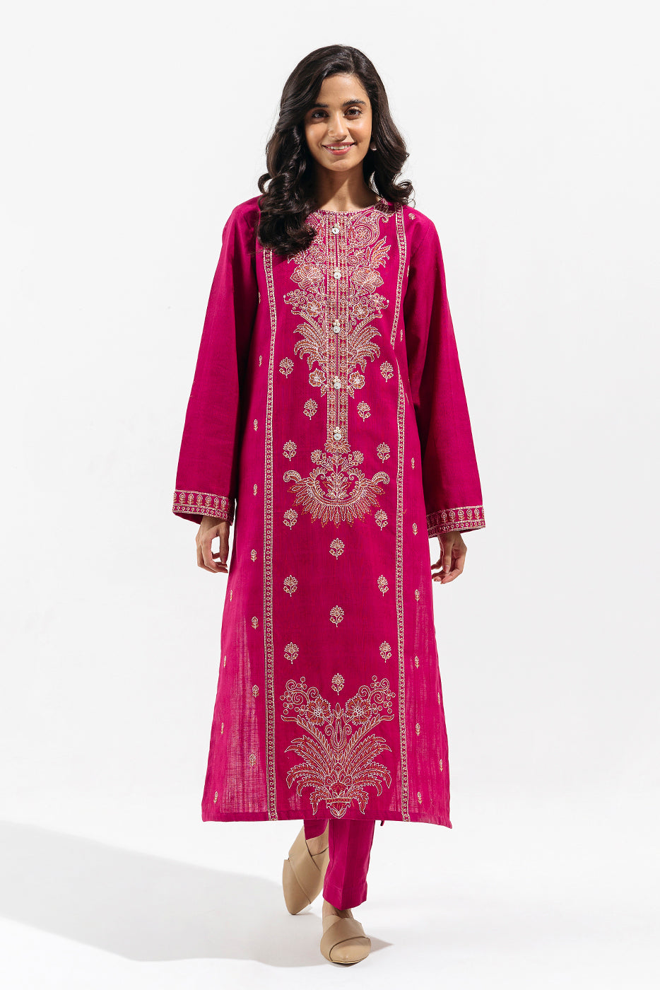 1 PIECE - EMBROIDERED JACQUARD SHIRT - DAHLIA BLOOM