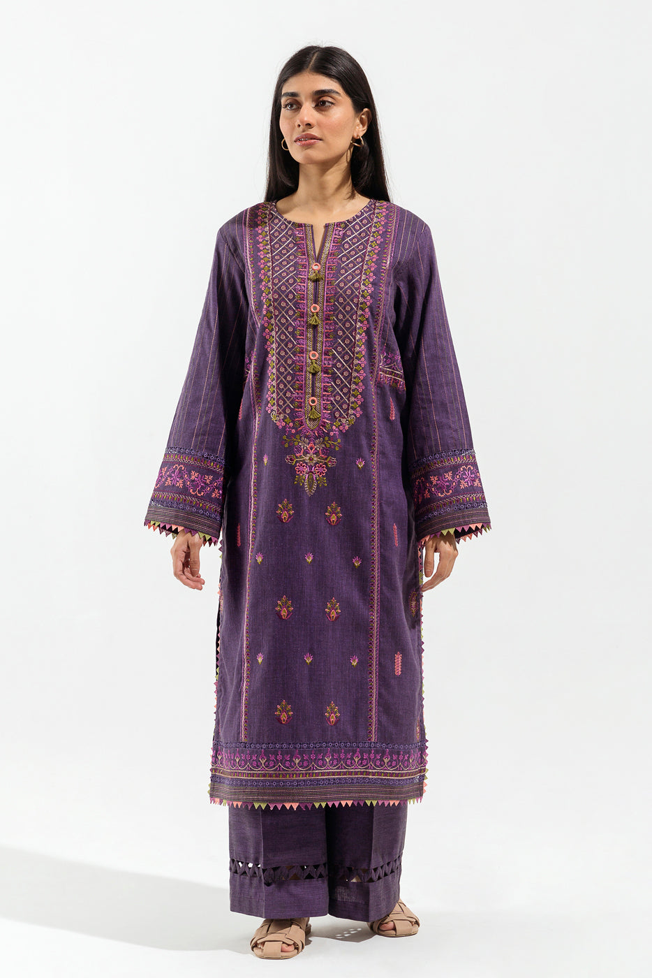 2 PIECE - EMBROIDERED KHADDAR SUIT - ORCHID GLOW