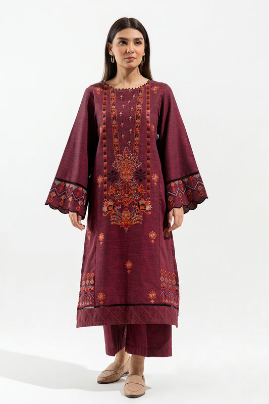 2 PIECE - EMBROIDERED  KHADDAR SUIT - DAHLIA BLOOM