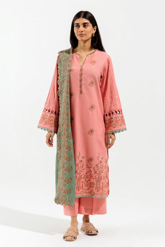 3 PIECE - EMBROIDERED  KHADDAR SUIT - ROSY OPAL