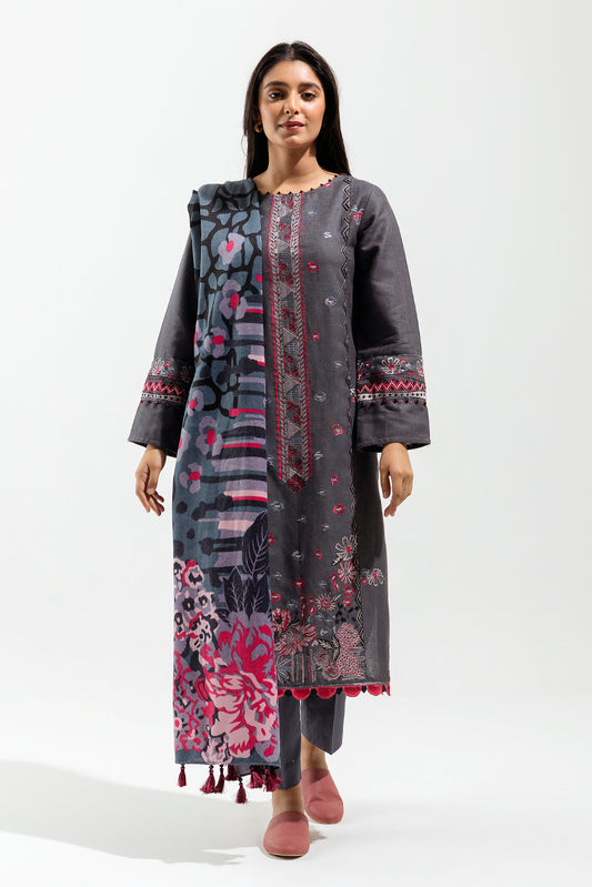3 PIECE - EMBROIDERED WITH SHAWL KHADDAR SUIT - ANCHOR AURA (UNSTITCHED)