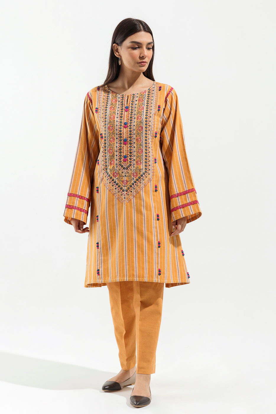 1 PIECE - EMBROIDERED FLANNEL SHIRT - AMBER CHARM