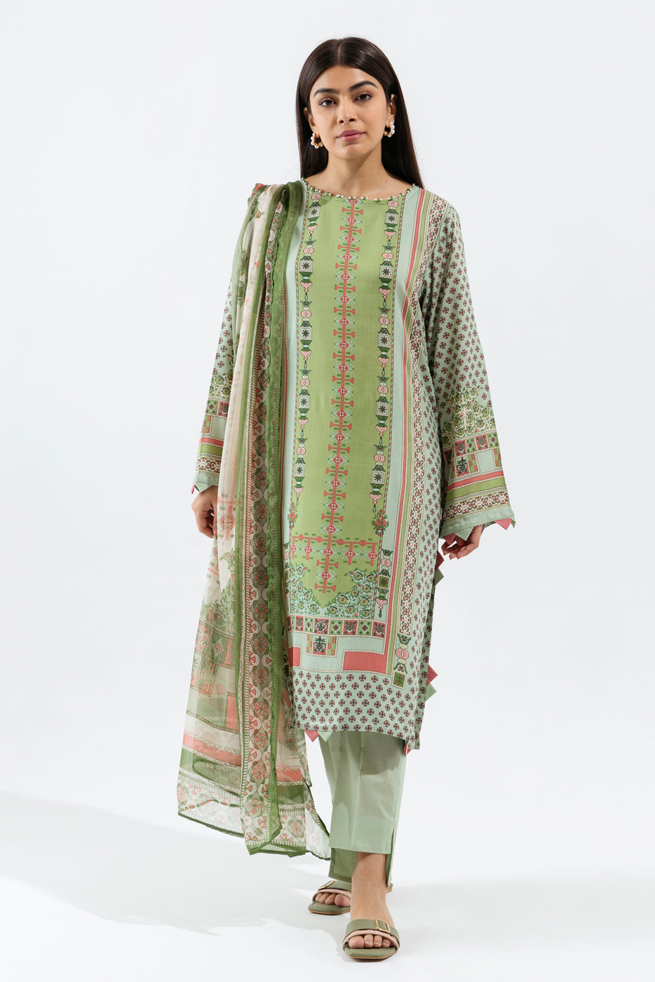 Mint Aura-Printed-3P (UNSTITCHED)