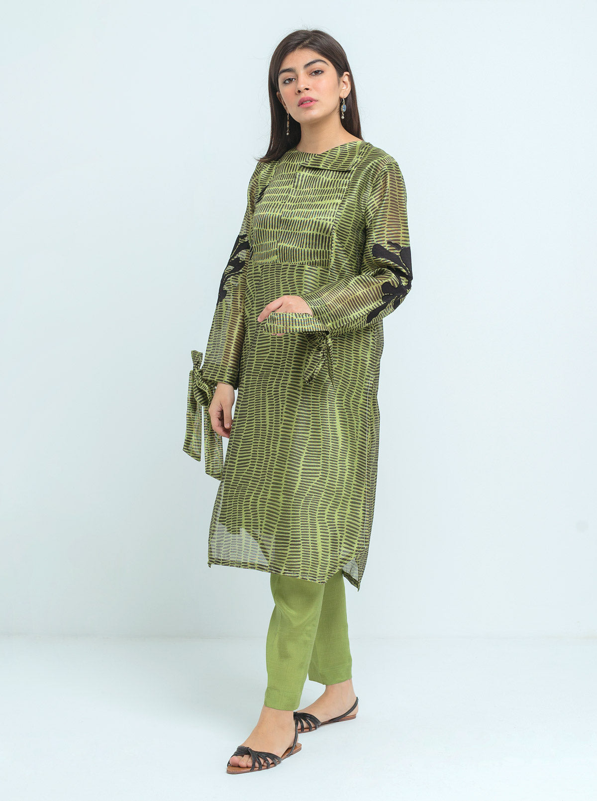 EMBROIDERED SLUB RAWSILK DIGITAL PRINT SHIRT (LUXURY PRET)