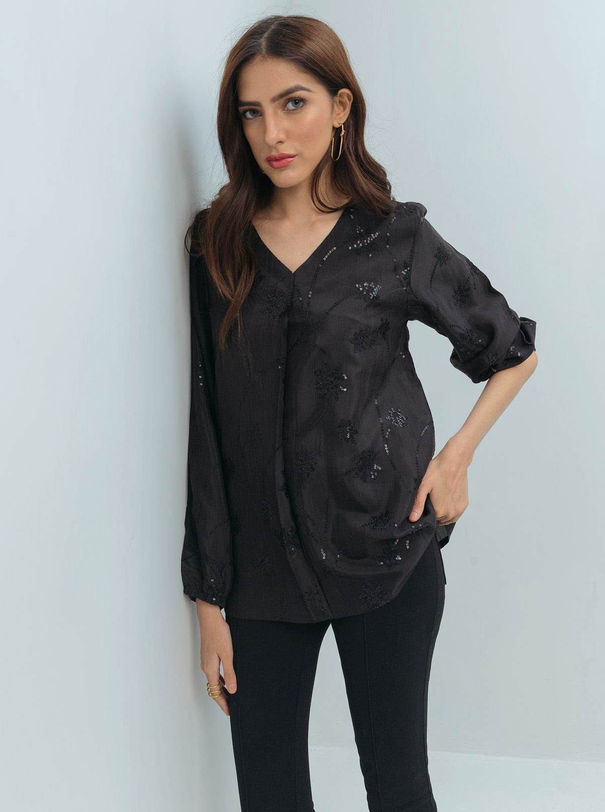 BLACK SEQUIN BLOUSE
