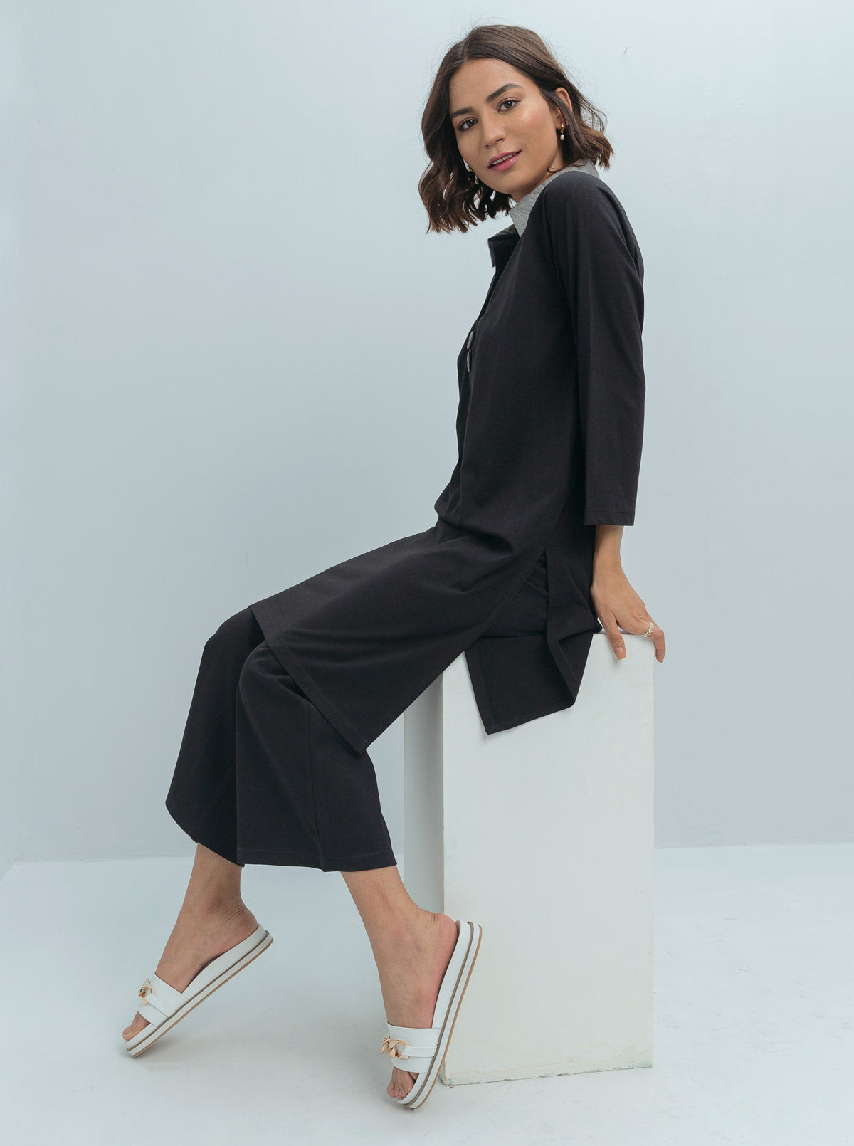 BLACK JERSEY COORD SET