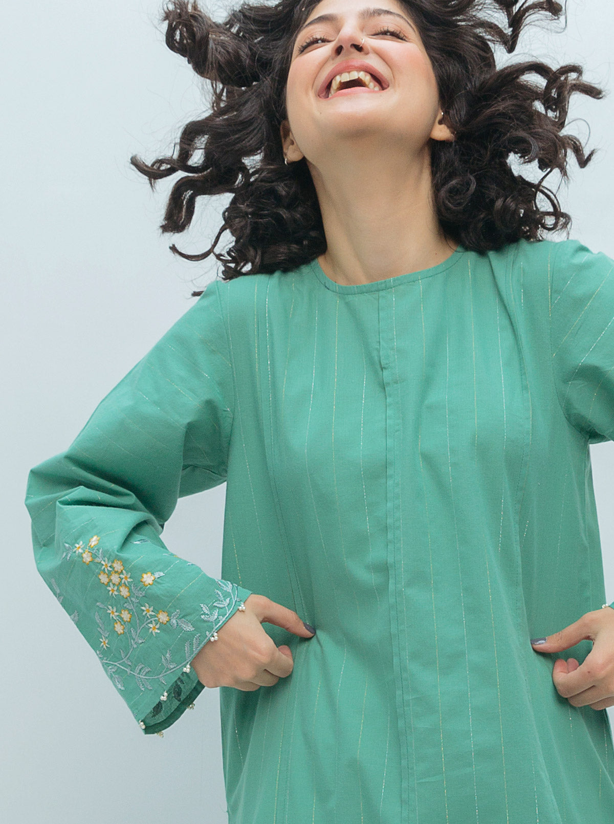 EMBROIDERED YARN DYED COTTON SHIRT (PRET)