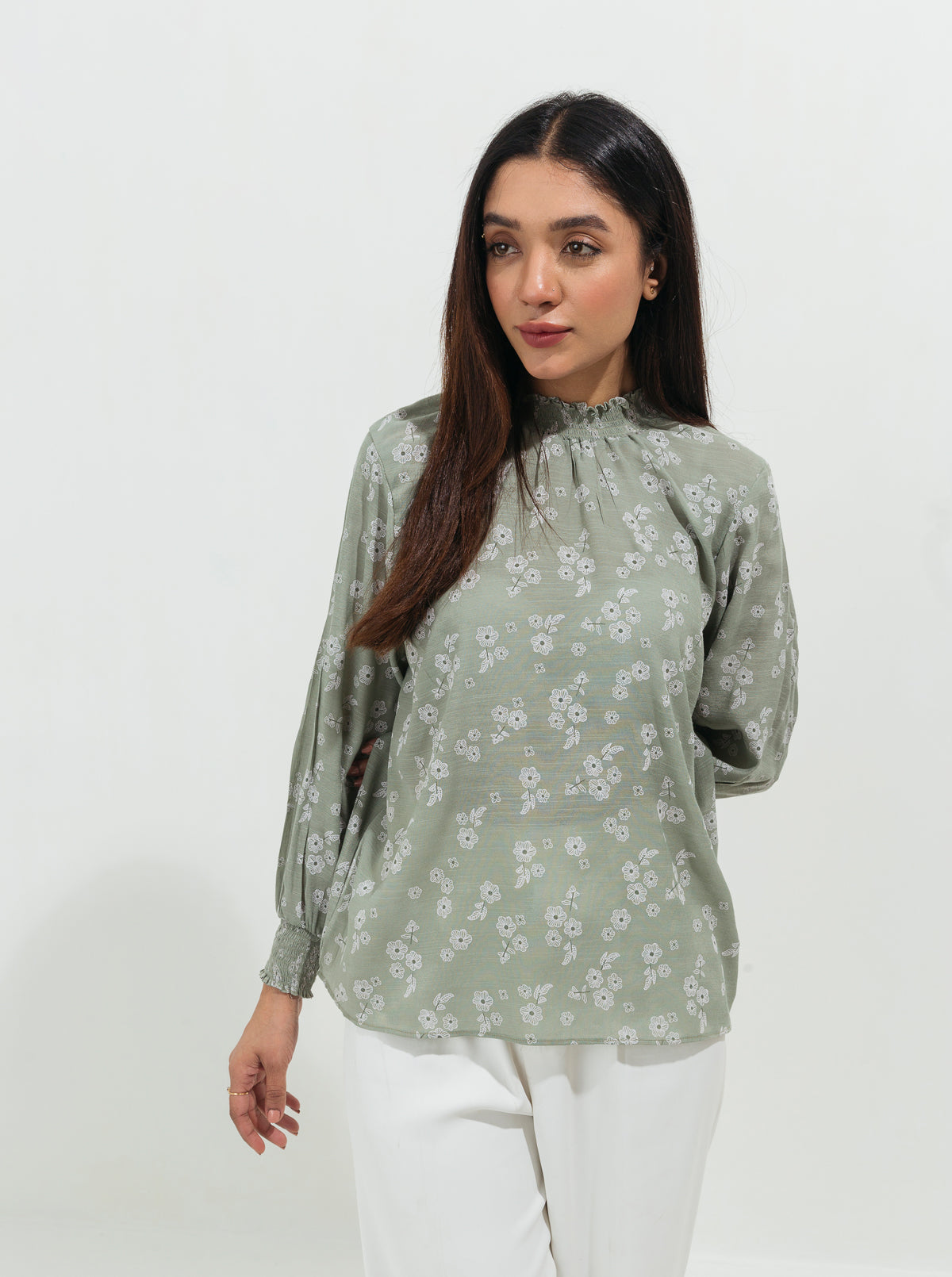 Green Floral Printed Top