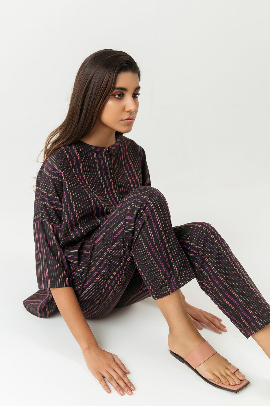 Black Multi Striped Co-Ord Set