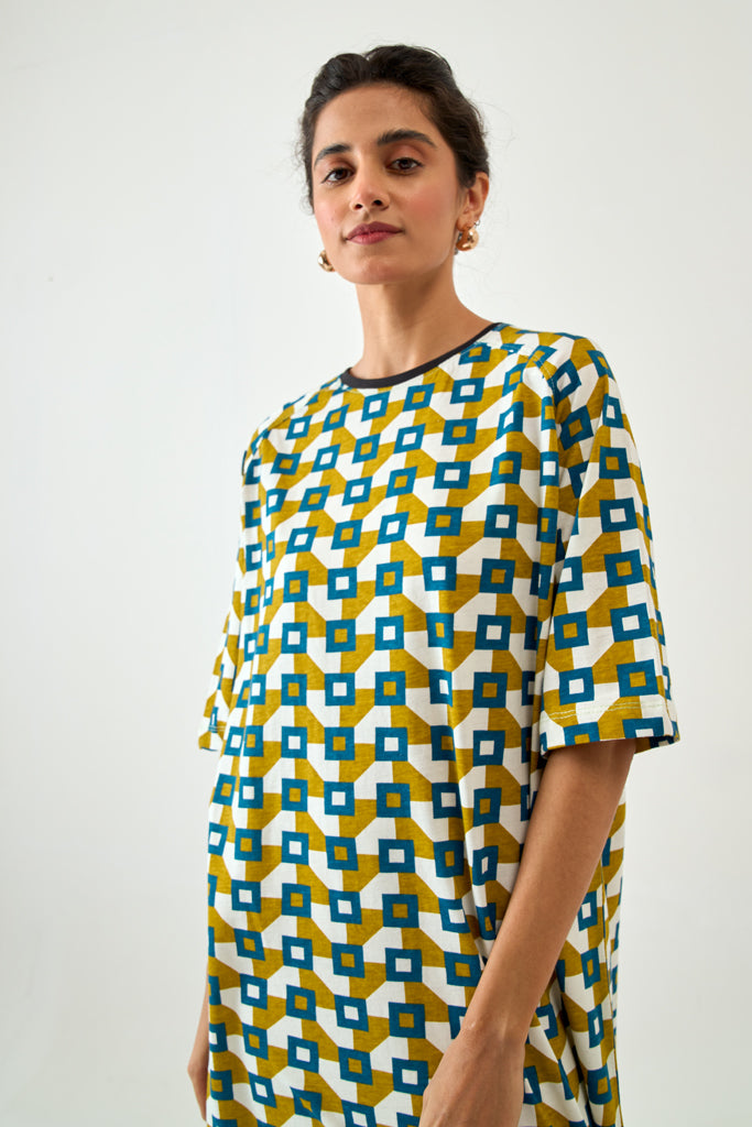 Printed Cotton Jersey Long Tunic