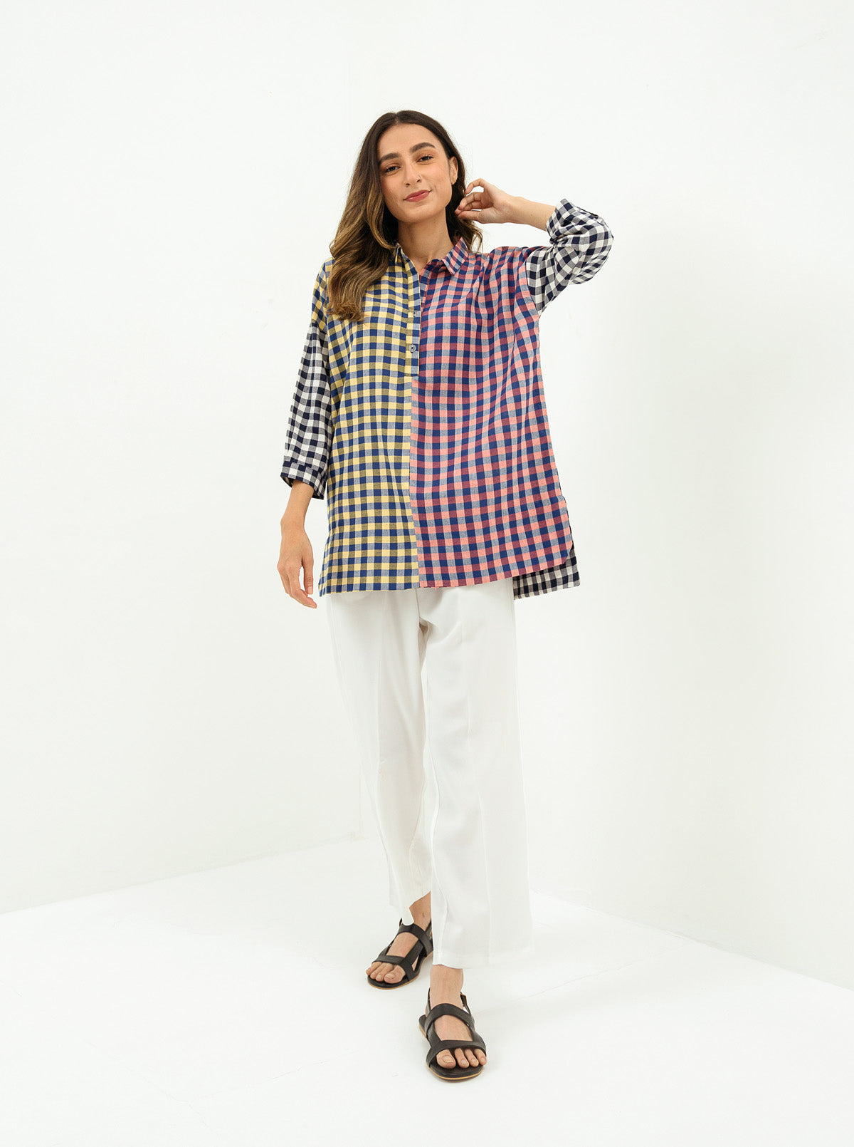 Multi Check Blocked Collar Shirt