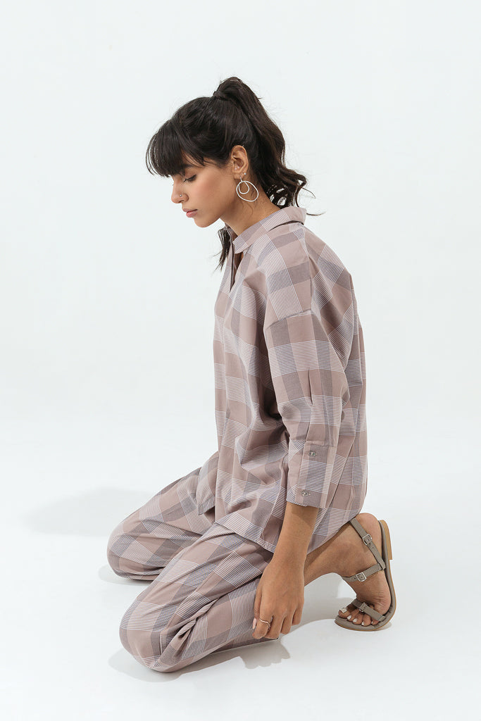 Taupe Checkered Co-ord Set