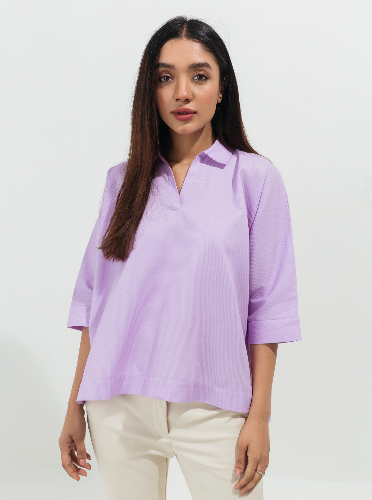 Lilac Textured Boxy Top