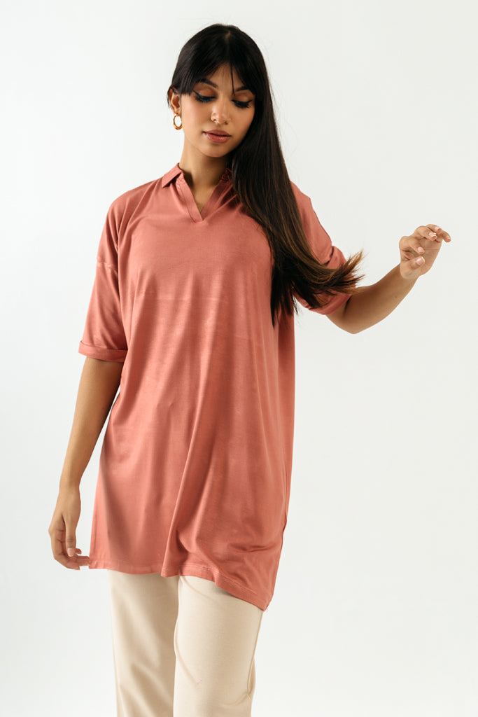 Coral Collar Knit Top