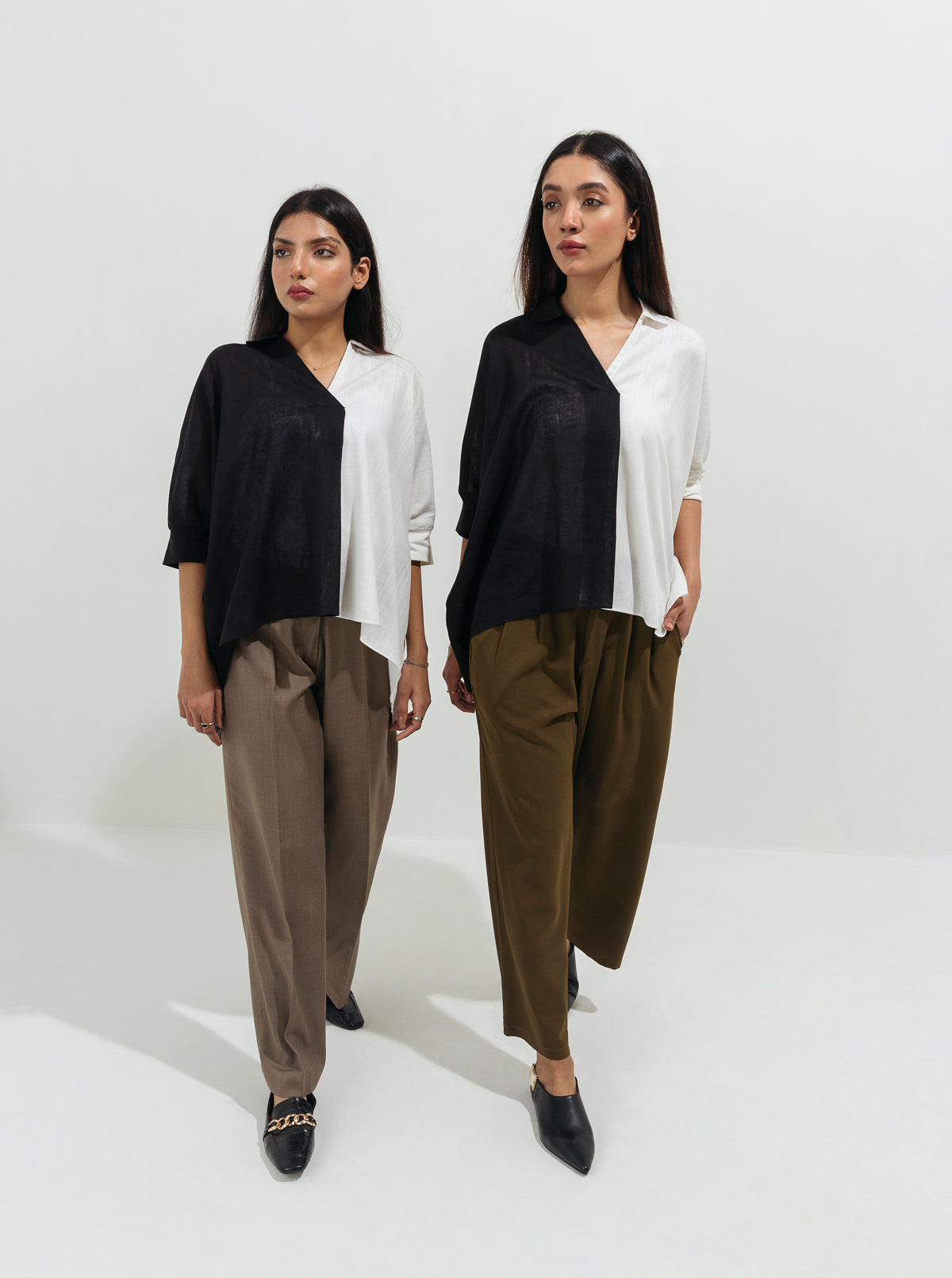 Color Blocked Linen Top