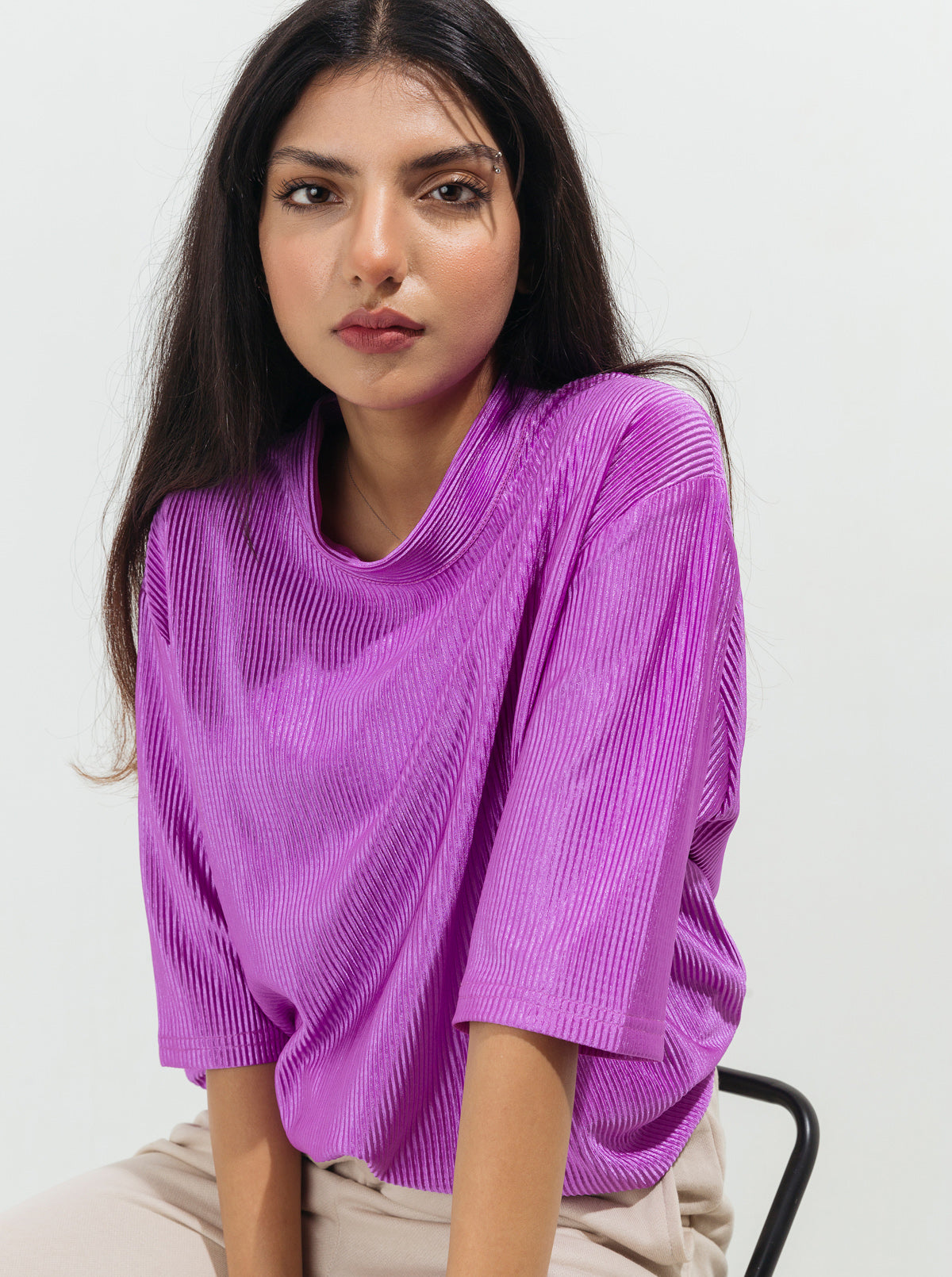 Purple Silk Jersey Top