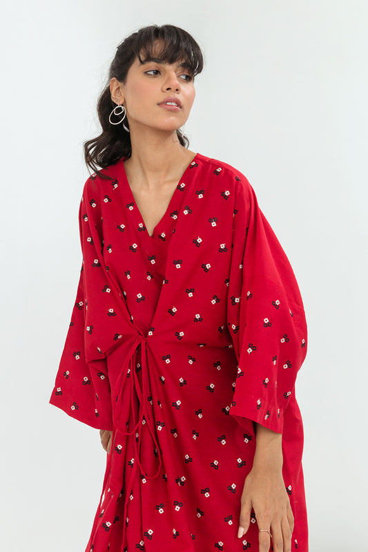 Red Embroidered Long Tunic
