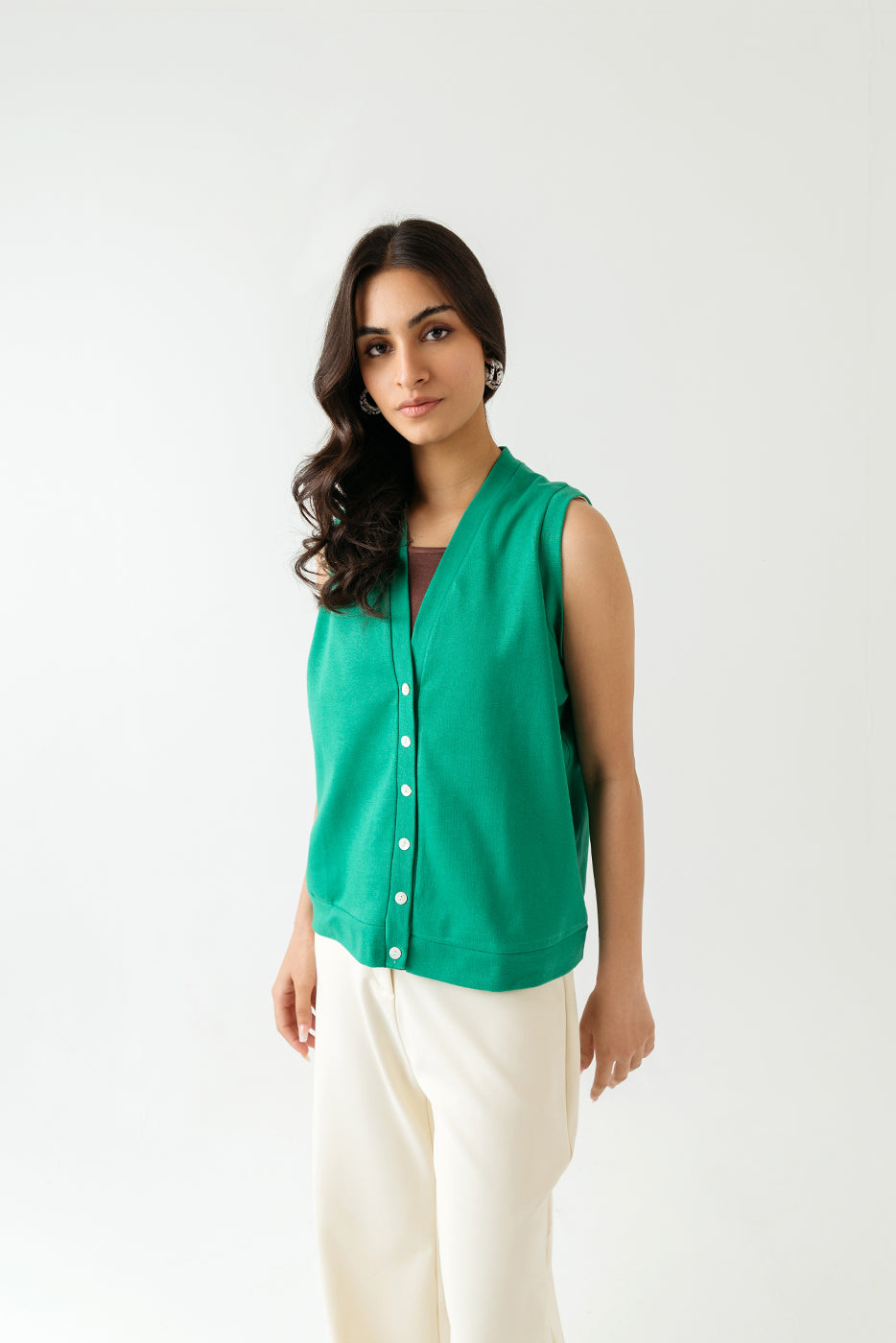 Buttoned Rib Vest Top