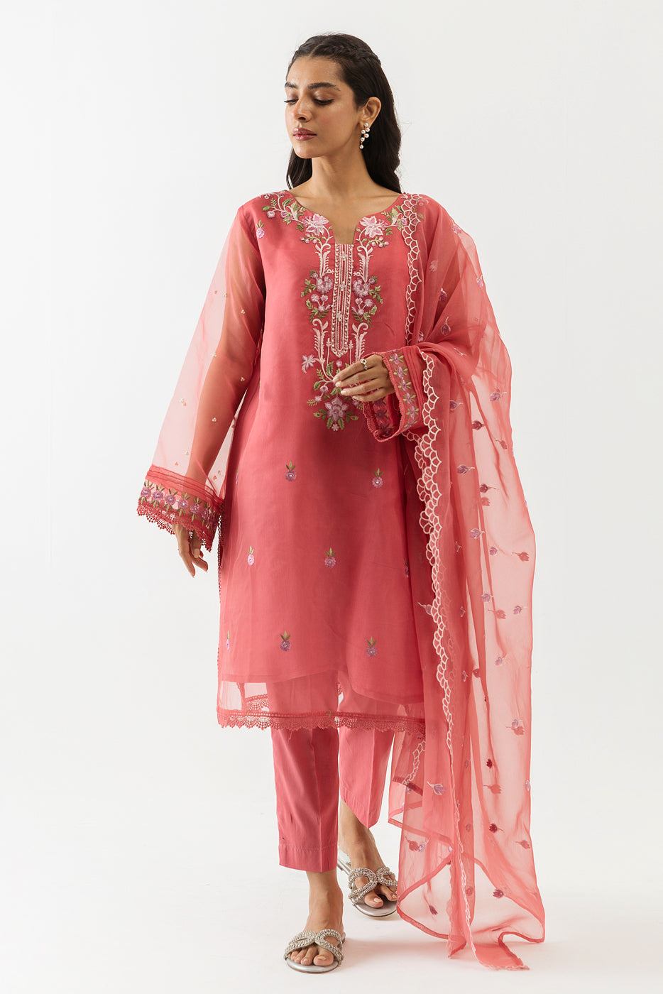 Embroidered Shirt With Dupatta