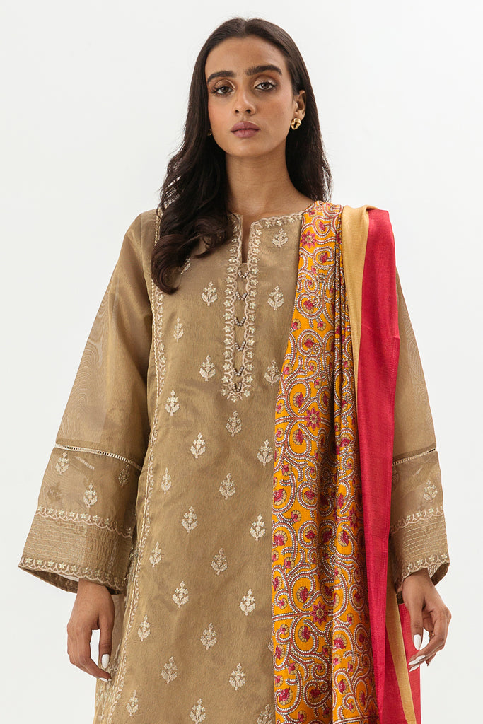 Embroidered Shirt With Dupatta