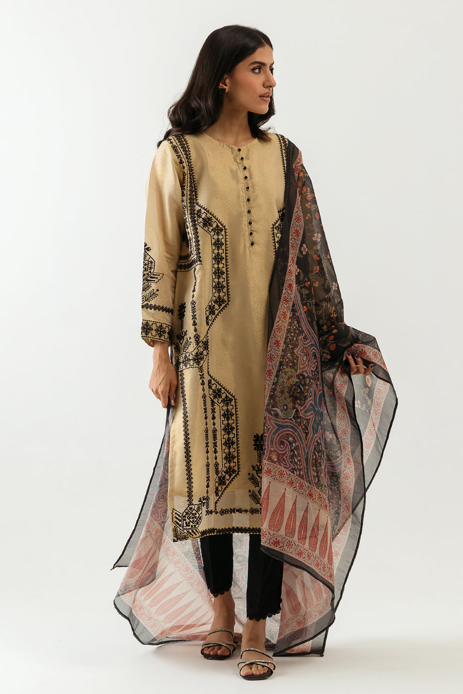 Embroidered Shirt With Dupatta