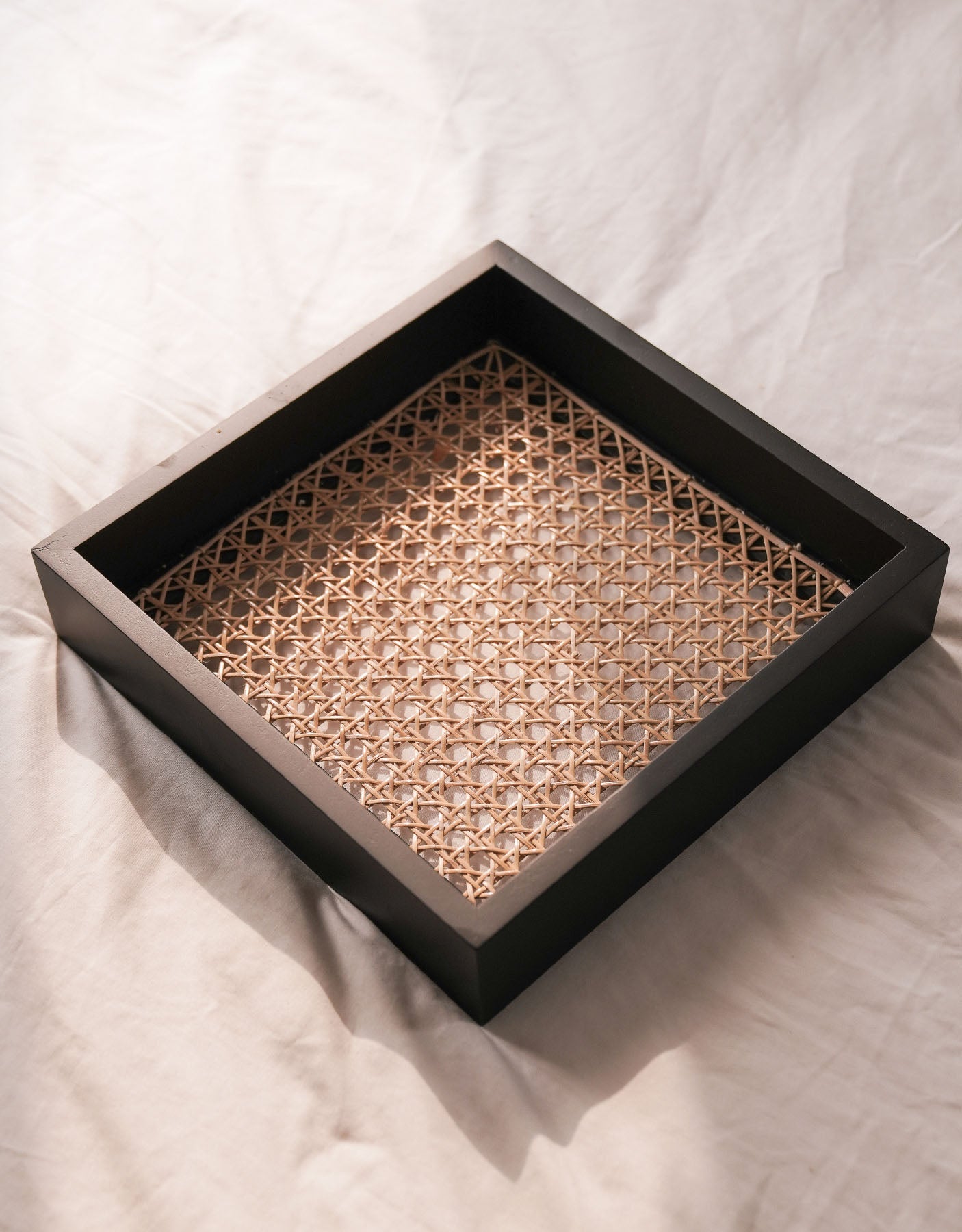 Square Tray With Rattan