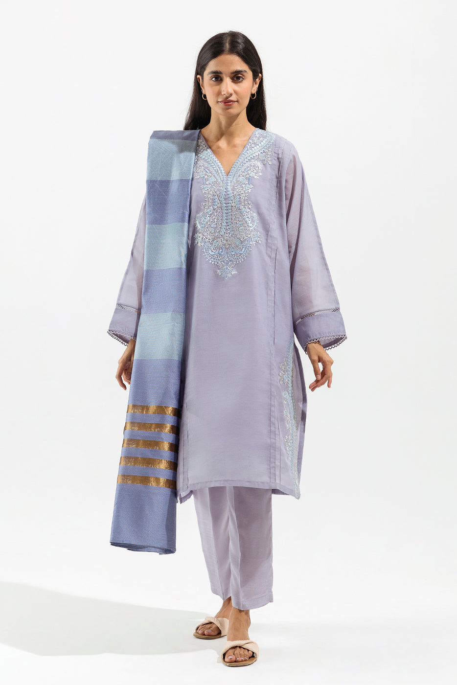 EMBROIDERED SHIRT WITH DUPATTA AND PANTS