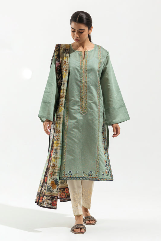 Embroidered Shirt With Dupatta