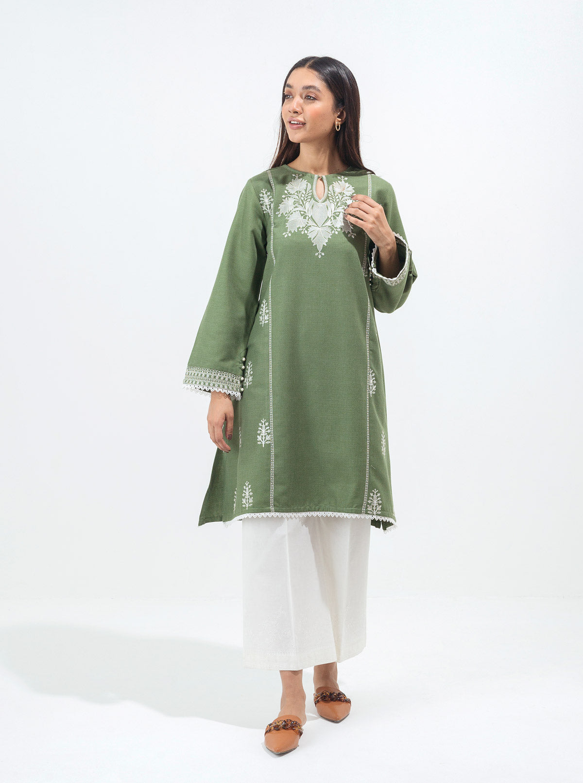EMBROIDERED MISSOURI KHADDAR SHIRT (PRET)