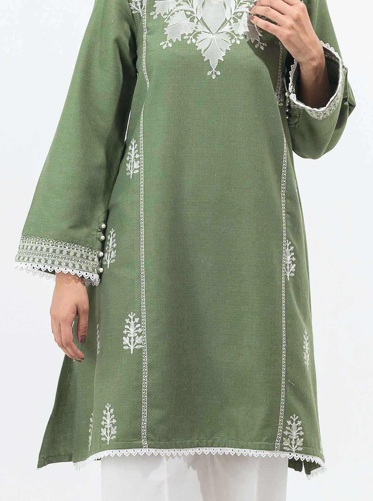 EMBROIDERED MISSOURI KHADDAR SHIRT (PRET)