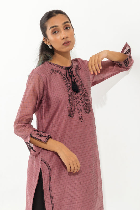 EMBROIDERED TWO TONE SHIRT (LUXURY PRET)