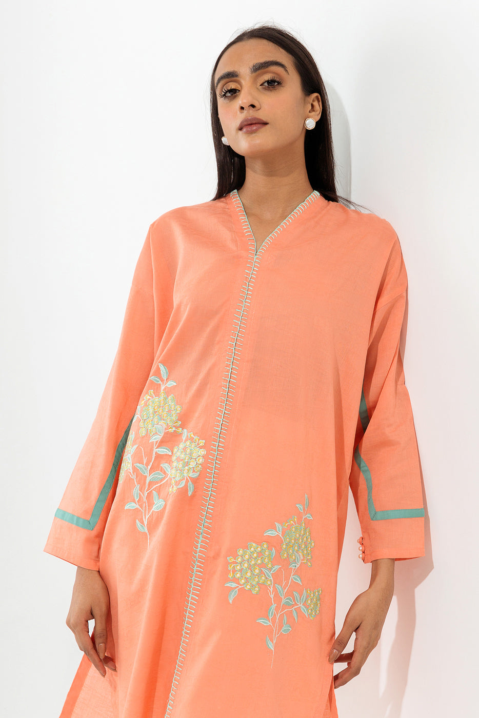 EMBROIDERED SELF JACQ SHIRT (PRET)