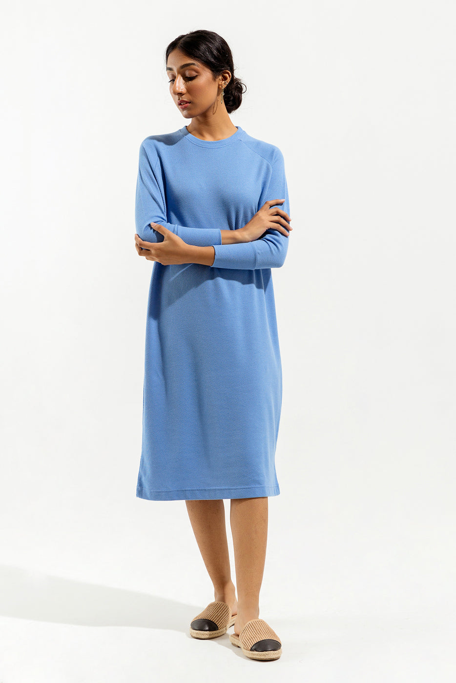 POWDER BLUE KNITTED LONG DRESS