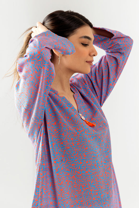 PRINTED JACQ KHADDAR SHIRT (PRET)