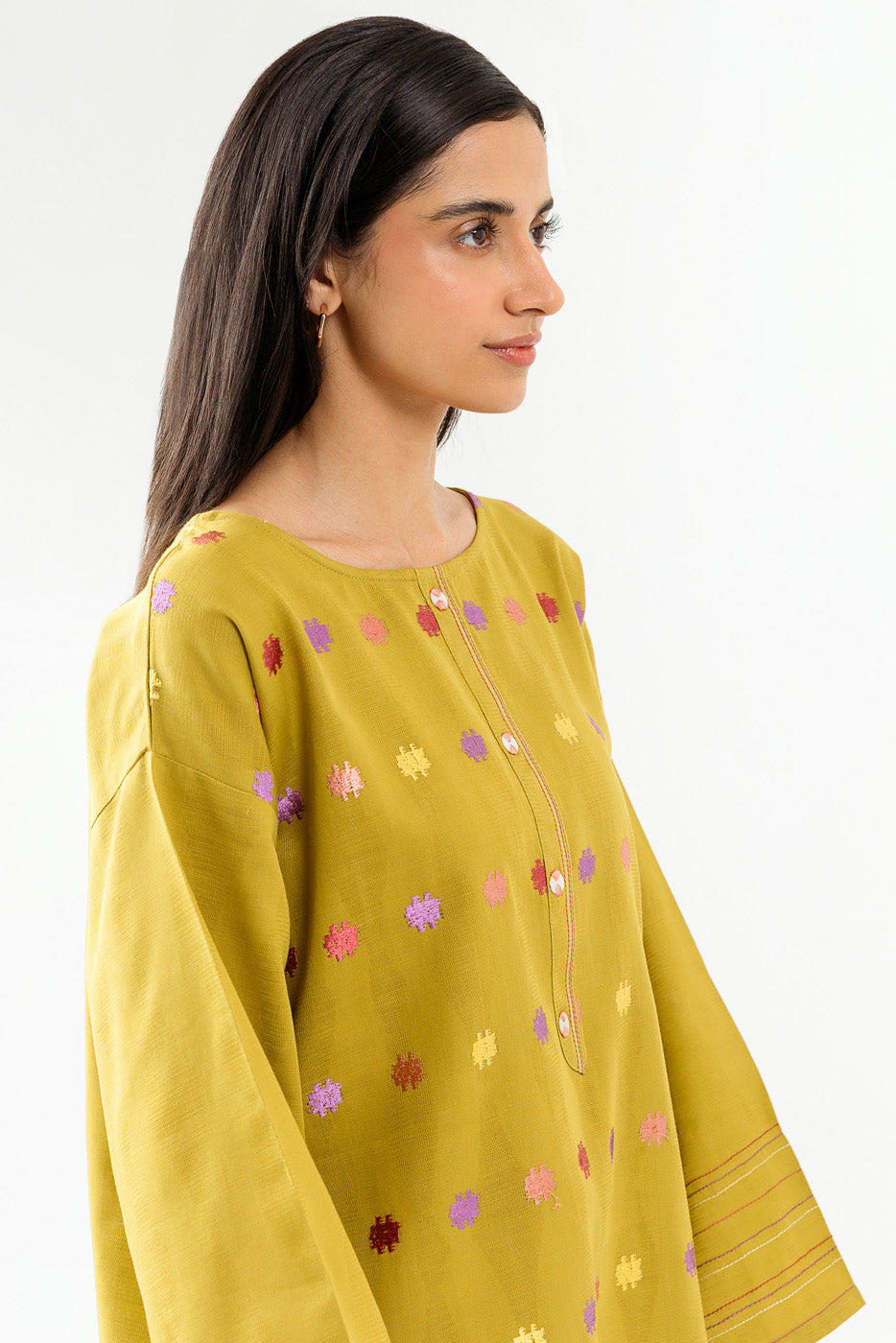 EMBROIDERED KHADDAR JACQUARD SHIRT(PRET)