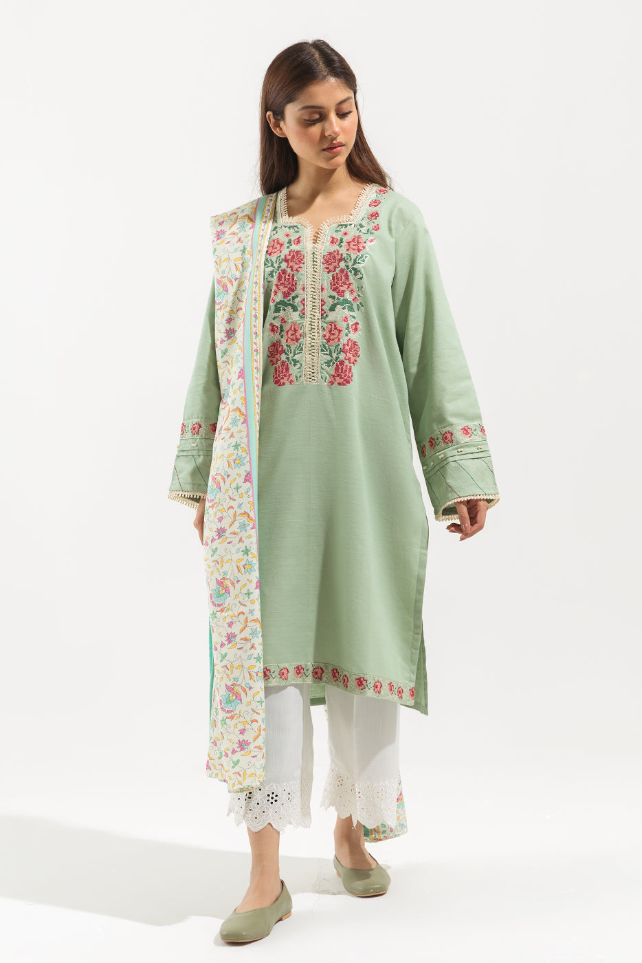 EMBROIDERED SHIRT WITH SHAWL