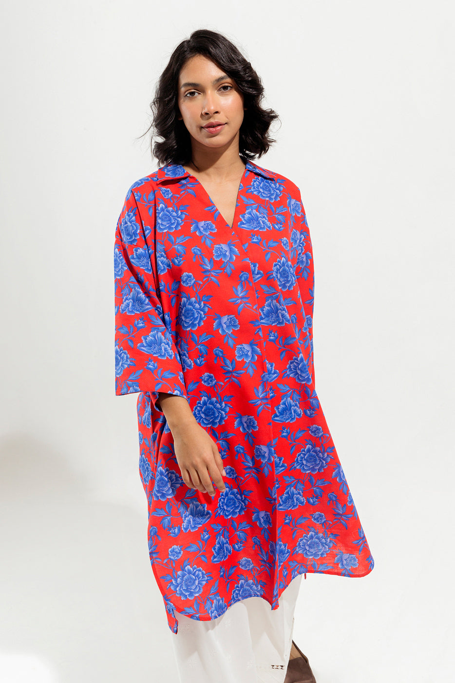 PRINTED JACQ KHADDAR SHIRT (PRET)