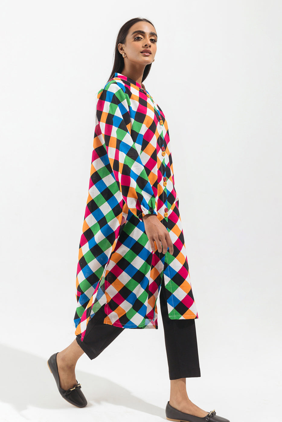 PRINTED JACQ KHADDAR SHIRT (PRET)