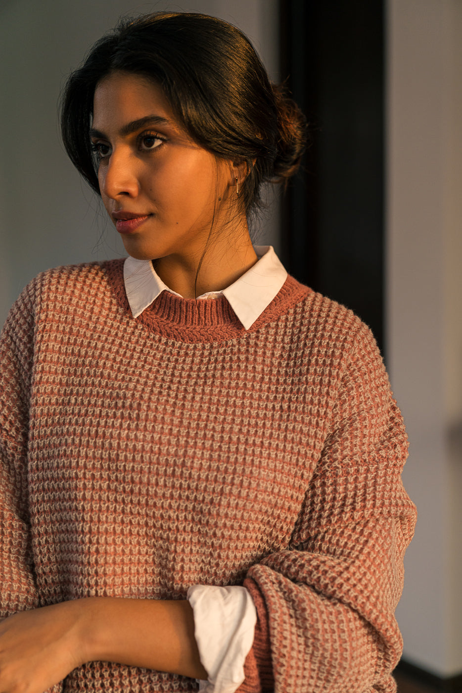 MINK MIXED YARN PULLOVER SWEATER