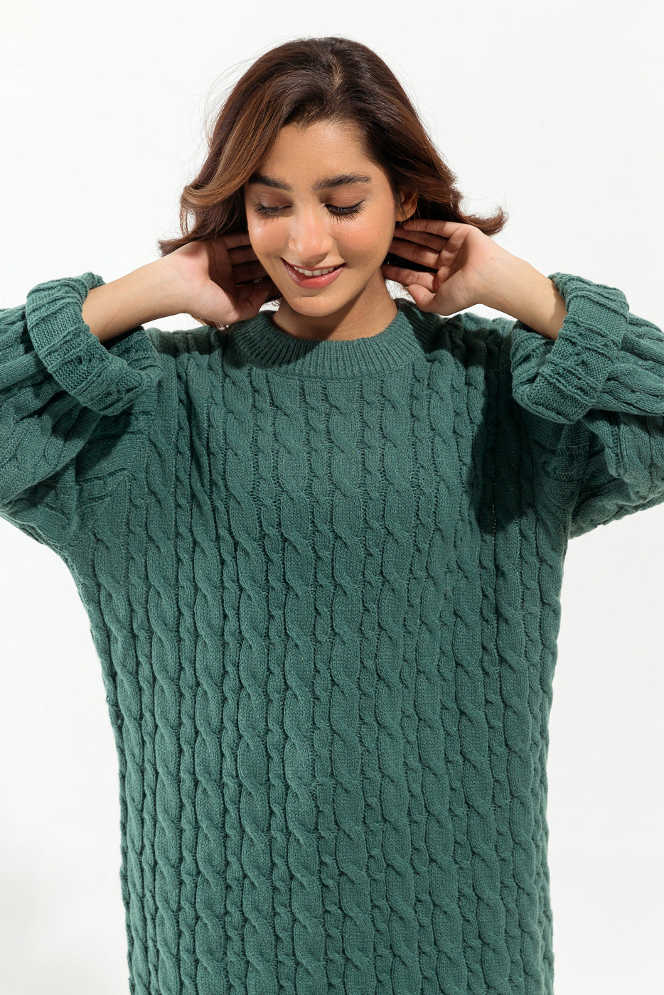 JADE GREEN KNIT PULLOVER