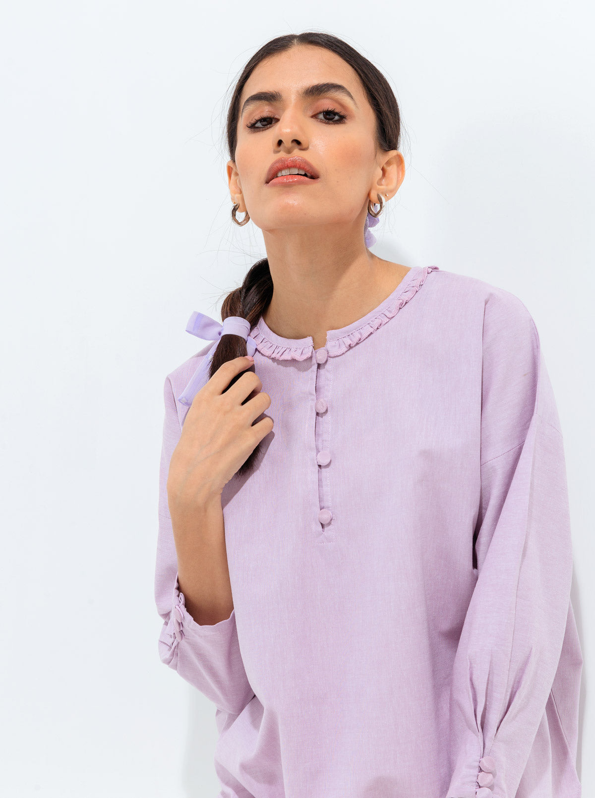 LILAC PLEATED TOP