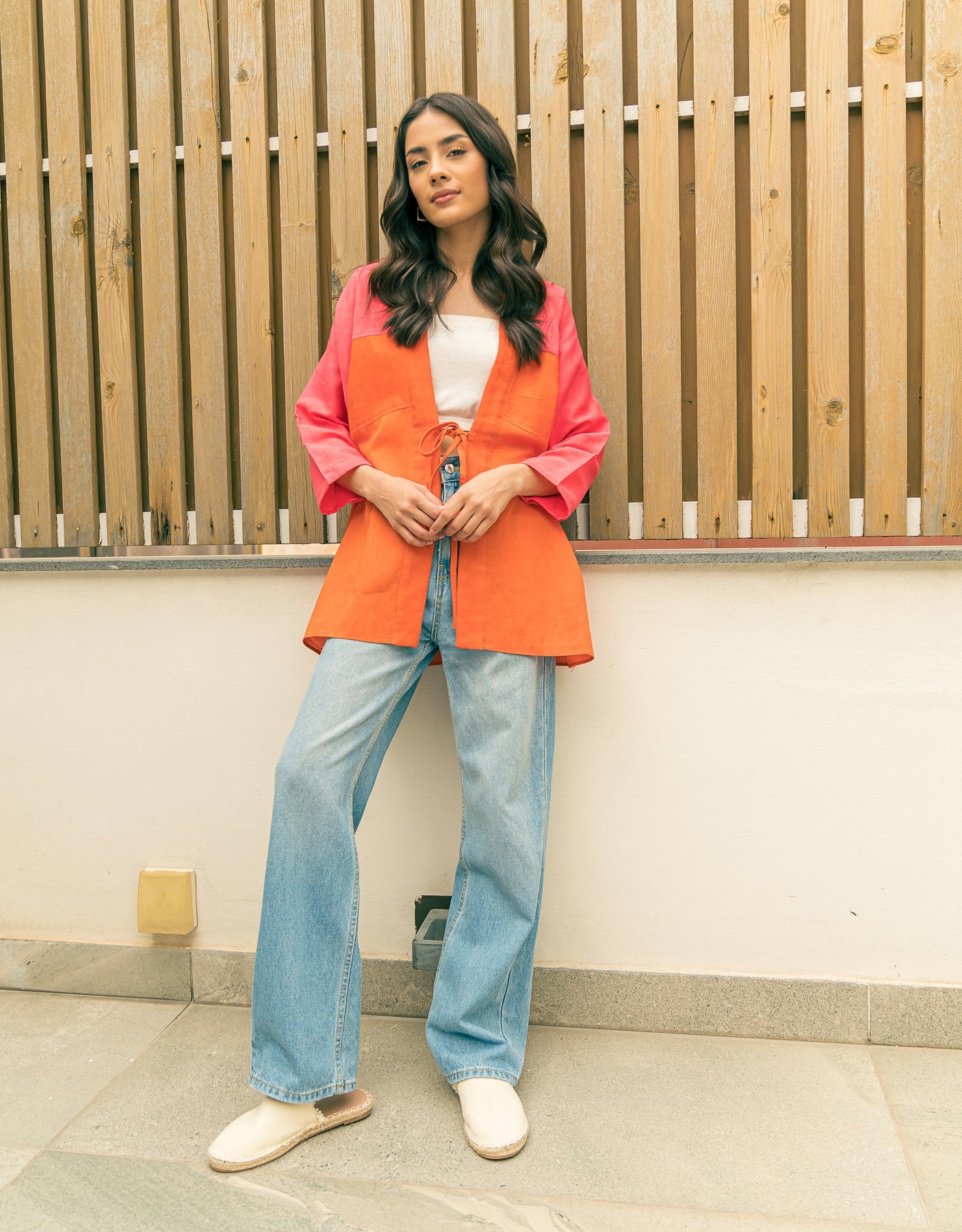 COLOR BLOCK JACQUARD KIMONO