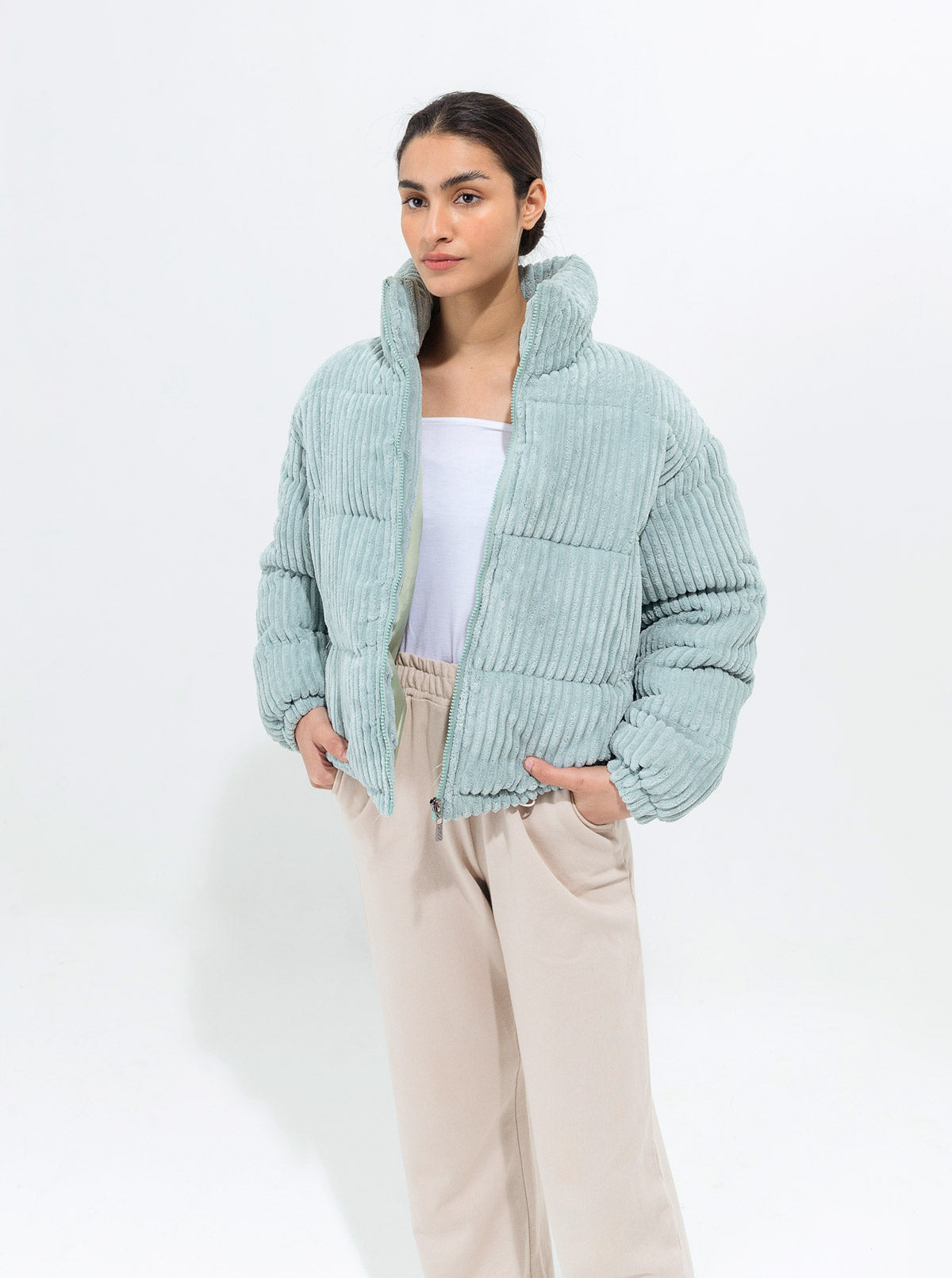 FROST BLUE VELOUR CORDUROY JACKET