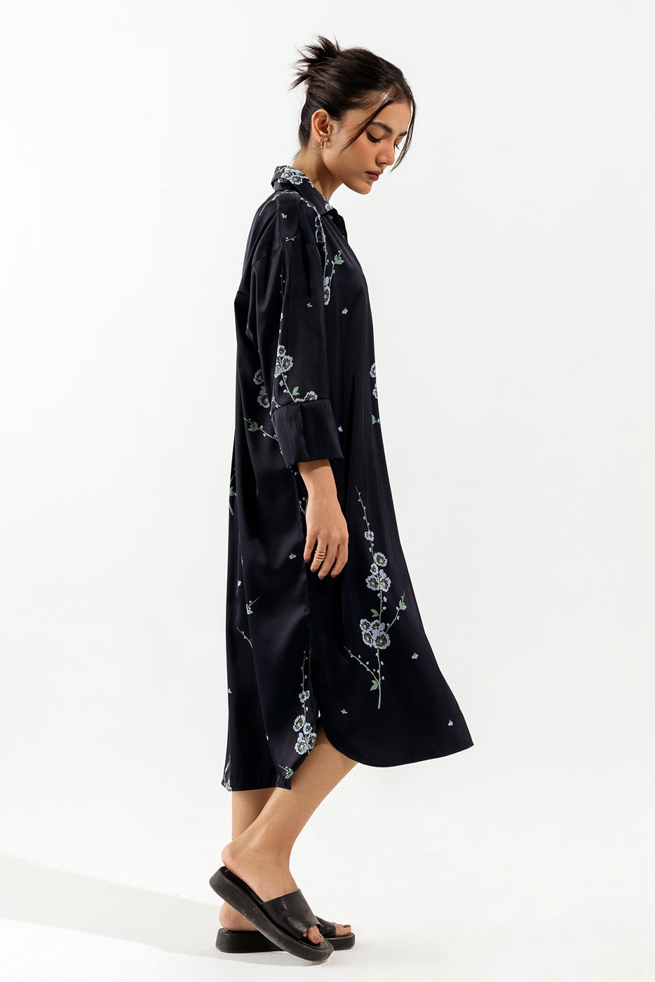 FLORAL SILK LONG TUNIC