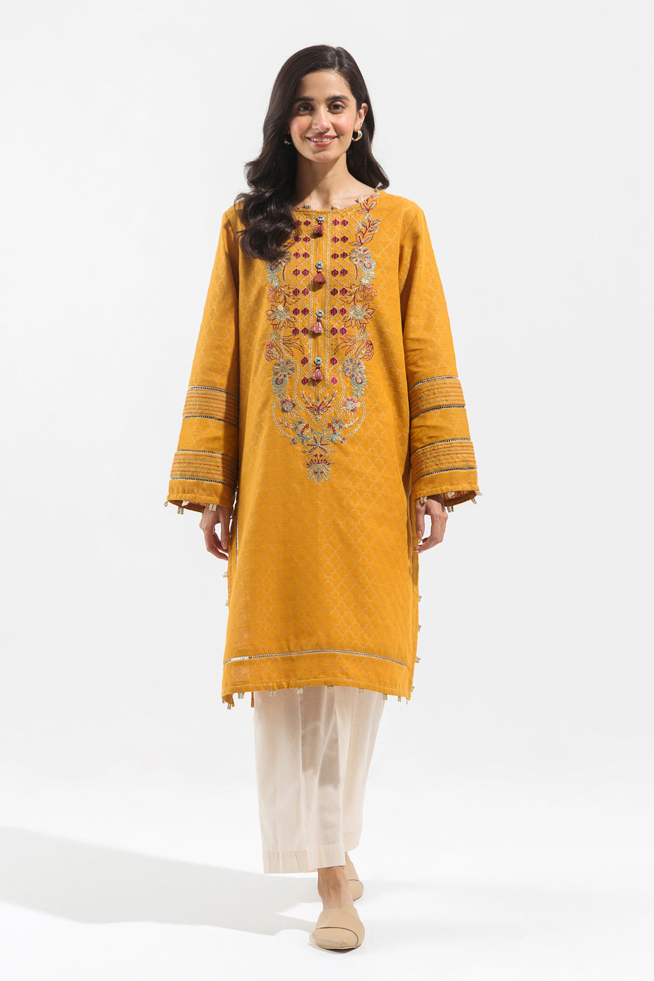 1 PIECE - EMBROIDERED JACQUARD SHIRT - DANDELION GRID