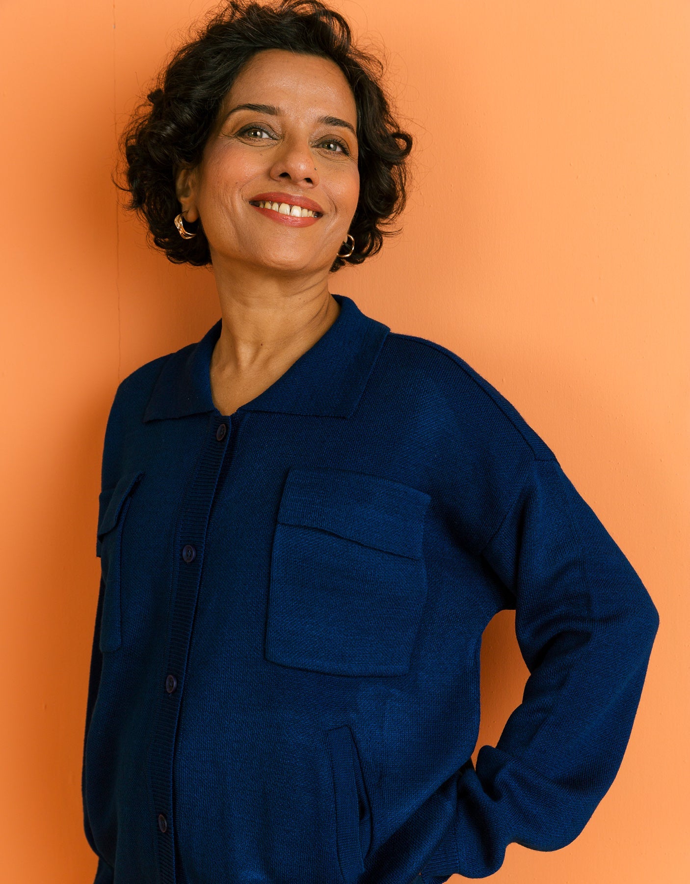 BLUE SOLID SWEATER