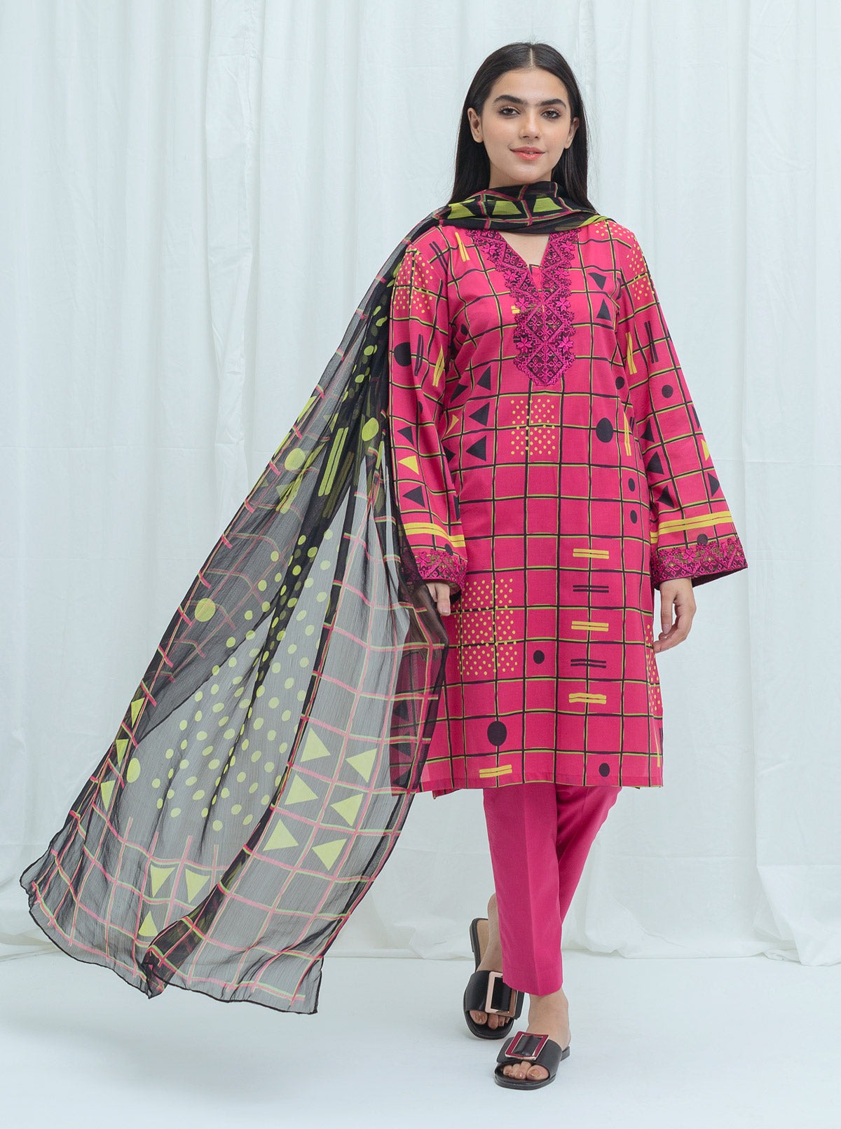 ELEGANT GRID
-EMBROIDERED-2P